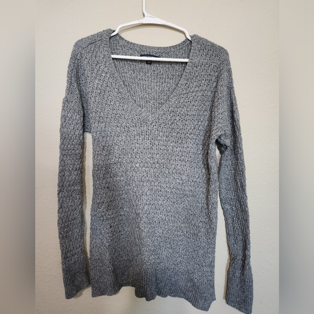 American Eagle Gray Knit Wool Blend Sweater Size Medium